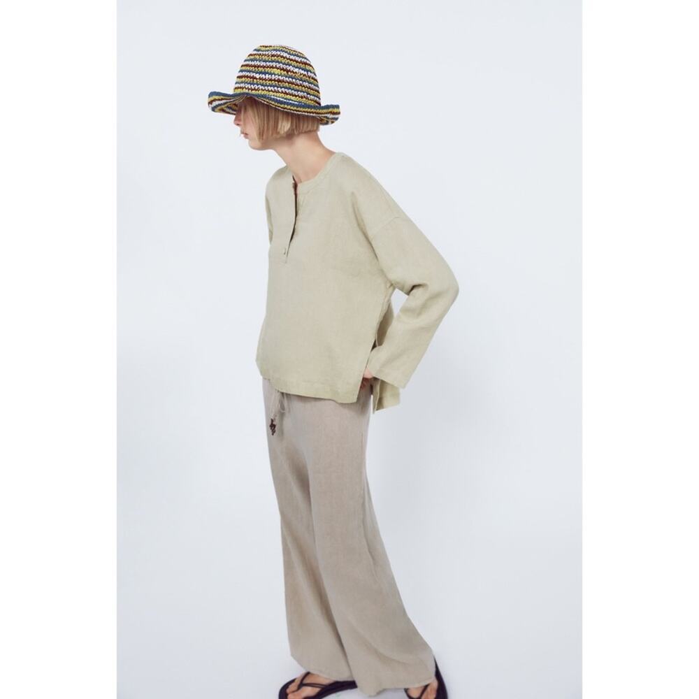 Zara Relaxed Fit 100% Linen Top - Picture 3 of 8